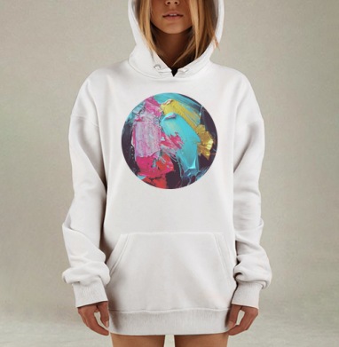 Динамичное абстрактное искусство с импасто, Hoodie Mjhigh Dig, оверсайз, утепленная