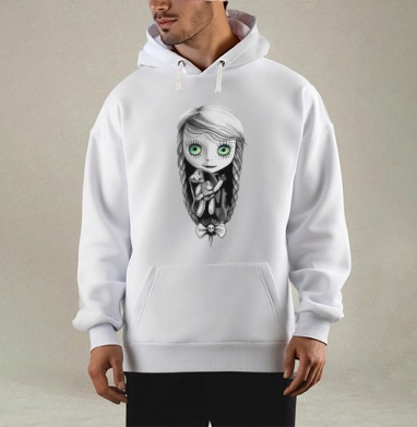 Готическая кукольная девочка с зелёными глазами, Толстовка Mjhigh, утепленная