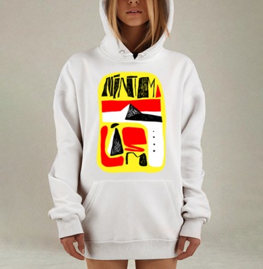 Экспрессивная минималистичная абстракция MÍNIMA, Hoodie Mjhigh Dig, оверсайз, утепленная