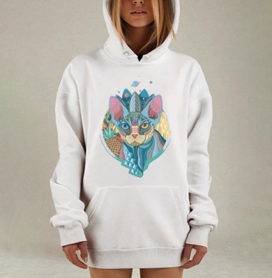 Немного Мехикано Космо котЭ, Hoodie Mjhigh Dig, оверсайз, утепленная