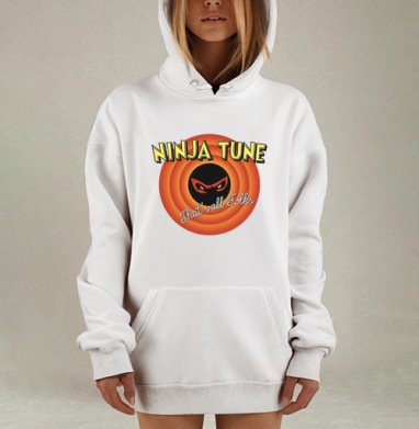 Ретро-логотип Ninja Tune в стиле Looney Tunes, Hoodie Mjhigh Dig, оверсайз, утепленная