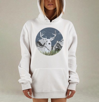 ОЛЕНЬ В ГОРАХ, Hoodie Mjhigh Dig, оверсайз, утепленная
