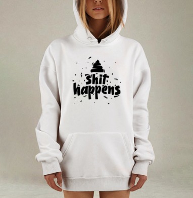 Стикер «Shit happens» — смелый графический дизайн, Hoodie Mjhigh Dig, оверсайз, утепленная