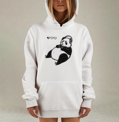 Панда-геймер с геймпадом и сердечками жизни, Hoodie Mjhigh Dig, оверсайз, утепленная