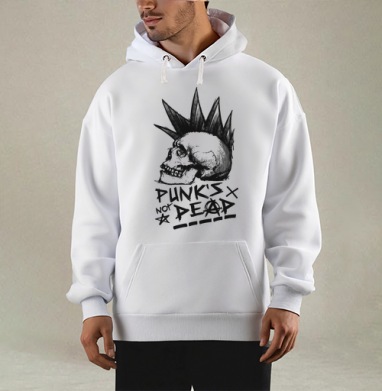 Череп с ирокезом PUNKS NOT DEAD – панк-графика - Купить Товары с принтом 