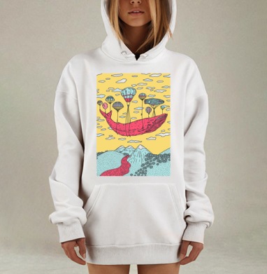 Розовый кит на воздушных шарах в волшебном небе, Hoodie Mjhigh Dig, оверсайз, утепленная