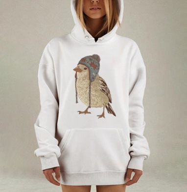 Птица в шапке, Hoodie Mjhigh Dig, оверсайз, утепленная