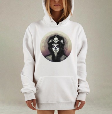 Santa Muerte, Hoodie Mjhigh Dig, оверсайз, утепленная