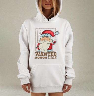 Santa wanted, Hoodie Mjhigh Dig, оверсайз, утепленная
