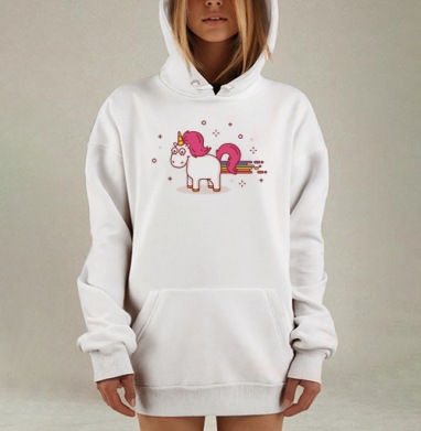 Счастливый единорог, Hoodie Mjhigh Dig, оверсайз, утепленная