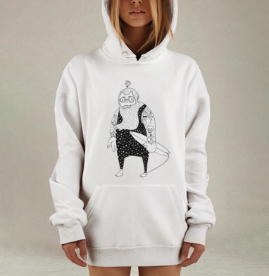 Стильный городской серфер с бородой и очками, Hoodie Mjhigh Dig, оверсайз, утепленная