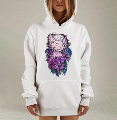 Мистический сфинкс с ловцом снов и перьями, Hoodie Mjhigh Dig, оверсайз, утепленная