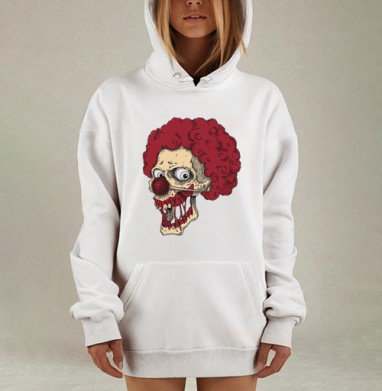 Гротескный Клоун-Череп с Красным Париком, Hoodie Mjhigh Dig, оверсайз, утепленная