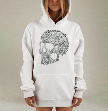 Каллиграфический череп из букв MONTATUM, Hoodie Mjhigh Dig, оверсайз, утепленная