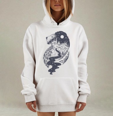 Графическое изображение гармонии природы и космоса, Hoodie Mjhigh Dig, оверсайз, утепленная