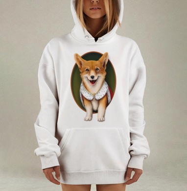 Вельш-корги, Hoodie Mjhigh Dig, оверсайз, утепленная