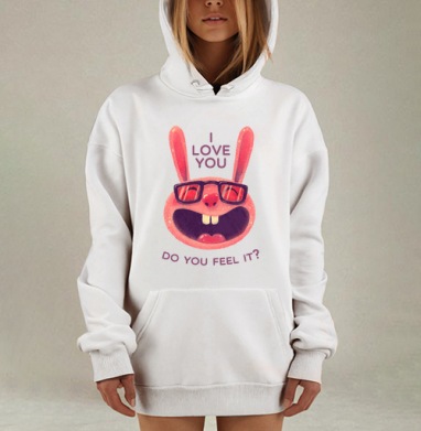 Влюбленный зая, Hoodie Mjhigh Dig, оверсайз, утепленная