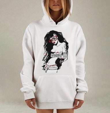 Художественная графика с дерзкой женщиной в красных очках, Hoodie Mjhigh Dig, оверсайз, утепленная