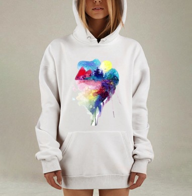 Медитативная акварель абстракция природы, Hoodie Mjhigh Dig, оверсайз, утепленная
