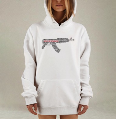 Армия дизайнеров в калашникове черный текст на белом фоне, Hoodie Mjhigh Dig, оверсайз, утепленная