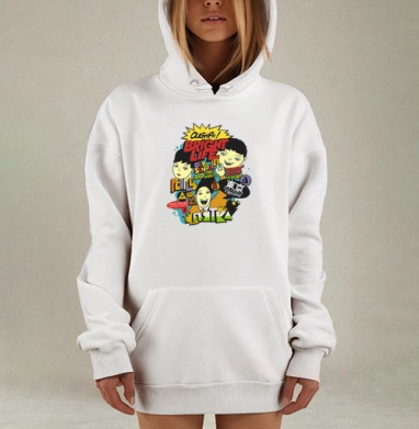 Яркая современная молодёжная жизнь коллаж, Hoodie Mjhigh Dig, оверсайз, утепленная
