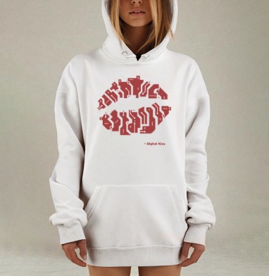 Цифровое поцелуй технологический роман искусство, Hoodie Mjhigh Dig, оверсайз, утепленная