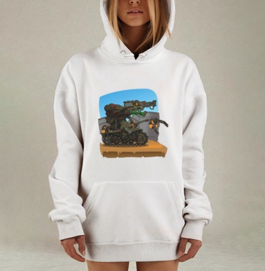 Ржавый механический мутант на радиоактивном фоне мутация угроза, Hoodie Mjhigh Dig, оверсайз, утепленная