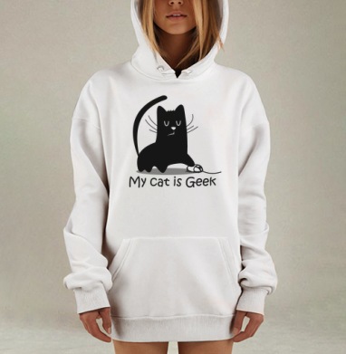 My cat is Geek, Hoodie Mjhigh Dig, оверсайз, утепленная