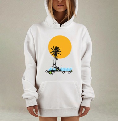 Пальма солнце доски для серфинга пляж, Hoodie Mjhigh Dig, оверсайз, утепленная