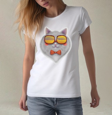 Котофей, Футболка женская белая 180гр