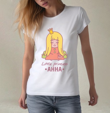 Маленькая принцесса Анна. Популярное женское имя. Принцесса с короной, Футболка женская белая 180гр