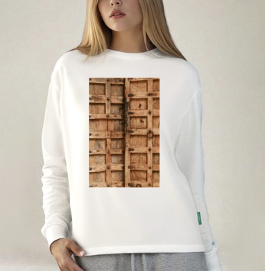 DoorsWoodSingleOld0011_L, Футболка лонгслив женская белая