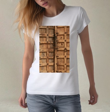 DoorsWoodSingleOld0011_L, Футболка женская белая 180гр