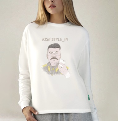 Ироничный портрет iOSif STYLE_IN в стиле ретро, Футболка лонгслив женская белая