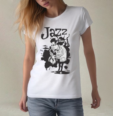 Jazz trio, Футболка женская белая 180гр