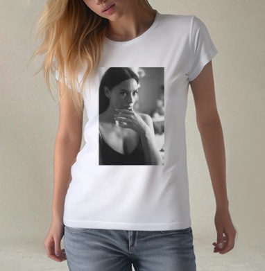 kinopoisk.ru-Monica-Bellucci-21094, Футболка женская белая 180гр