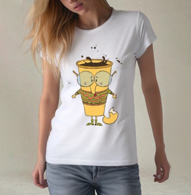Кофе-лис, мудрец, Футболка женская белая 180гр