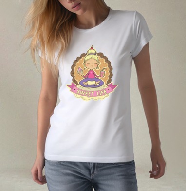 Sweet, Футболка женская белая 180гр