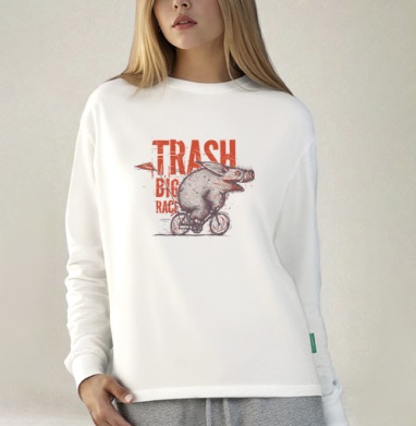 Trash BIG RACE, Футболка лонгслив женская белая