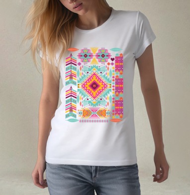 Trendy tribal ornament, Футболка женская белая 180гр