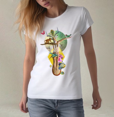 Wild surfer, Футболка женская белая 180гр