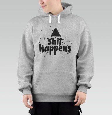 Стикер «Shit happens» — смелый графический дизайн, Толстовка Mjhigh–Mel, утепленная