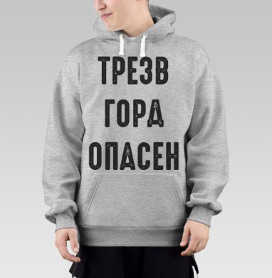 Ироничный принт с надписью «ТРЕЗВ ГОРА ОПАСЕН», Толстовка Mjhigh–Mel, утепленная