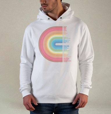 Rainbow Gradient Colors – Радужный Градиент Цветов, Толстовка белая Regular, утепленная