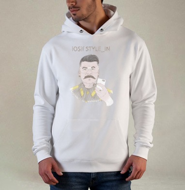 Ироничный портрет iOSif STYLE_IN в стиле ретро, Толстовка белая Regular, утепленная