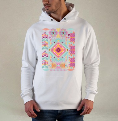 Trendy tribal ornament, Толстовка белая Regular, утепленная