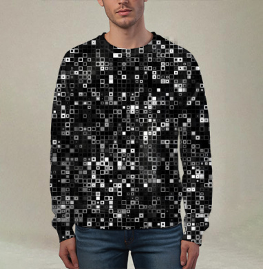 Киберпанк glitch art пиксельная матрица QR мозаика, Свитшот мужской 3D