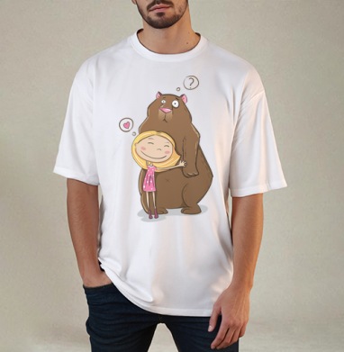 I like teddy bears, Футболка / Мужчинам / Оверсайз / Белая / C принтом