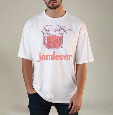 Jamlover – Сладкоешкам посвящается, Футболка / Мужчинам / Оверсайз / Белая / C принтом
