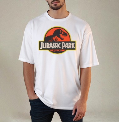 Jurassic Park Парк Юрского Периода, Футболка / Мужчинам / Оверсайз / Белая / C принтом